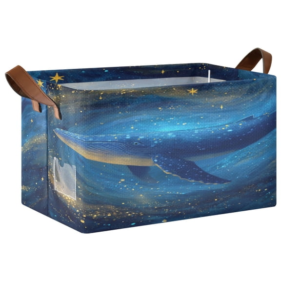 Foldable Iron Frame Open Home Storage Bins 16.9×11.4×10 Inch Waterproof Nice Cube Shelf Baskets Cosmic Whale