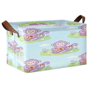 Foldable Iron Frame Open Home Storage Bins 16.9×11.4×10 Inch Waterproof Nice Cube Shelf Baskets Happy Monkey 4