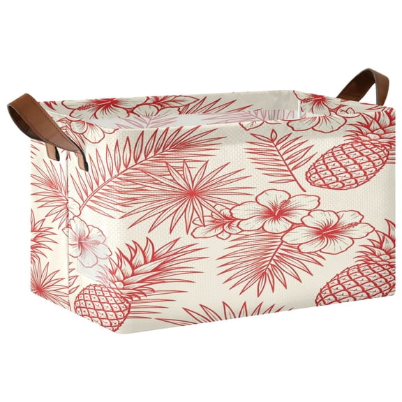 Foldable Iron Frame Open Home Storage Bins 16.9×11.4×10 Inch Waterproof Nice Cube Shelf Baskets Hawaiian Pattern 3