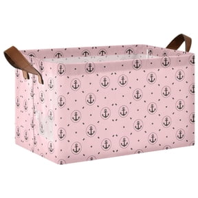 Foldable Iron Frame Open Home Storage Bins 16.9×11.4×10 Inch Waterproof Nice Cube Shelf Baskets Pink-anchor