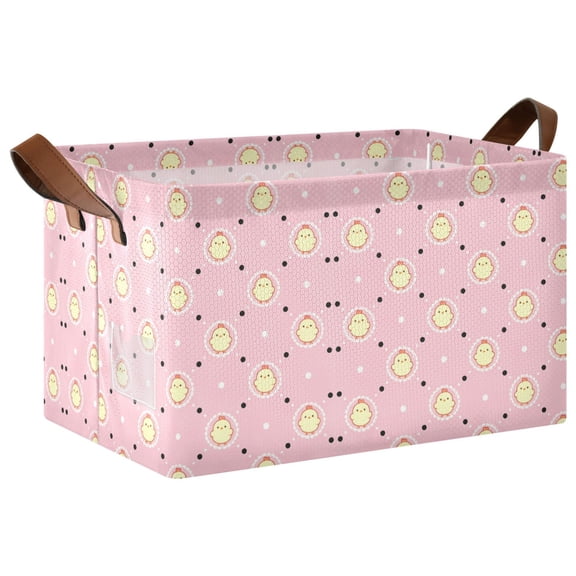 Foldable Iron Frame Open Home Storage Bins 16.9×11.4×10 Inch Waterproof Nice Cube Shelf Baskets Pink-chick
