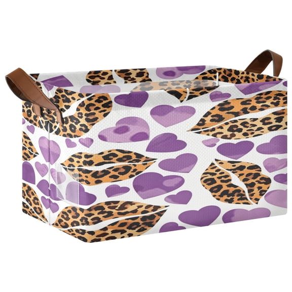 Foldable Iron Frame Open Home Storage Bins 16.9×11.4×10 Inch Waterproof Nice Cube Shelf Baskets Purple Kiss