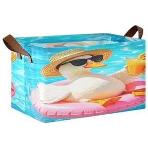 Foldable Iron Frame Open Home Storage Bins 16.9×11.4×10 Inch Waterproof Nice Cube Shelf Baskets Summer Duck