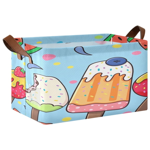 Foldable Iron Frame Open Home Storage Bins 16.9×11.4×10 Inch Waterproof Nice Cube Shelf Baskets Summer Print