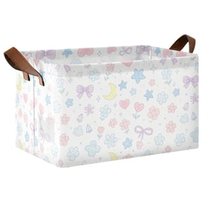Foldable Iron Frame Open Home Storage Bins 16.9×11.4×10 Inch Waterproof Nice Cube Shelf Baskets Sweet Hearts & Bows