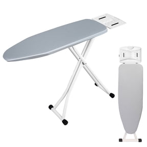 Foldable Ironing Board, 44.5"×11.8" Height Adjustable Iron Board with Iron Rest, Heavy-Duty Metal Frame & 4 Non-Skid Feet, for Home Use, Silver Gray