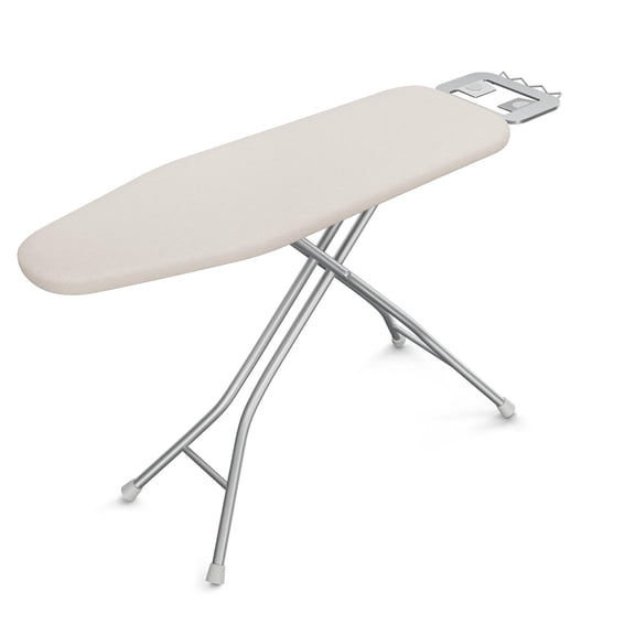 Foldable Ironing Board, Heavy Duty Iron Board with 9 Adjustable Heights, 4 Layer Cover and Safety Iron Rest, Compact Space Saving Ironing Board for Home Laundry or Apartment, Beige