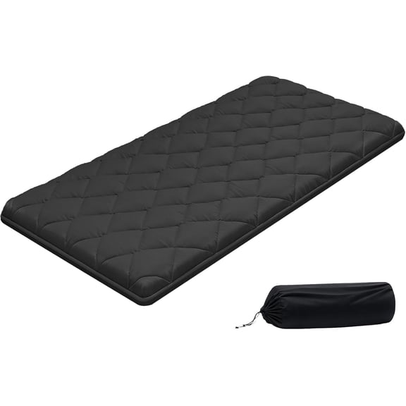 Foldable Japanese Floor Futon Mattress, 3.5-Inch High-Density Foam Sleeping Pad, Portable Tatami Mat for Dormitory, Guest Room, Yoga & Camping Twin Size, Black