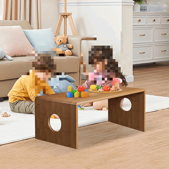 Foldable Japanese Floor Table Low Bamboo Table for Tatami Meditation,Easy Assembly,Space-Saving Design, Ideal for Small Spaces,Living Room,Bedroom,Office (Walnut, 31.49 INCH)$$Furniture