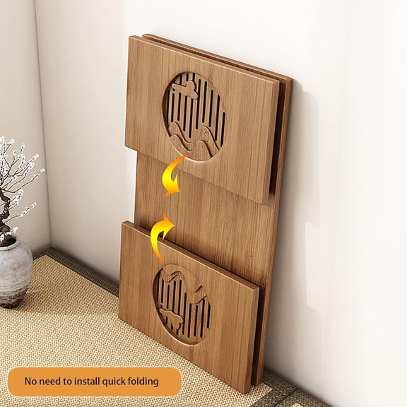 Foldable Japanese Floor Table Solid Wood Bamboo Low Meditation Coffee Table for Small Spaces Easy Storage