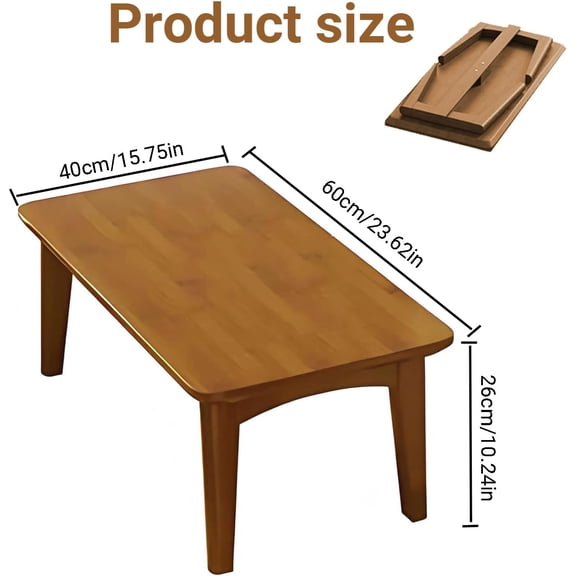 Foldable Japanese Floor Table  Wood Tatami Low Coffee Table for Tea Meditation Dining Portable Compact Design No Assembly Required 23.62in