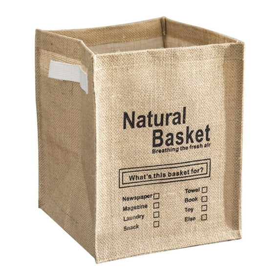 Foldable Jute Storage Basket with Handles,Open Top Organizer for Clothes,Toys,Blankets,Home Decor,Laundry,Eco-Friendly Fabric Bin for Bedroom,Living Room,Nursery,Dorm,12 x 10 x 8 Inches