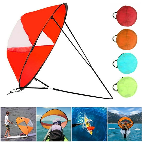 Foldable Kayak Boat Wind Sail Ultralight Summer Surfing Wind Paddle Sail Durable Downwind Paddle Rowing Boats Wind Sail, Red