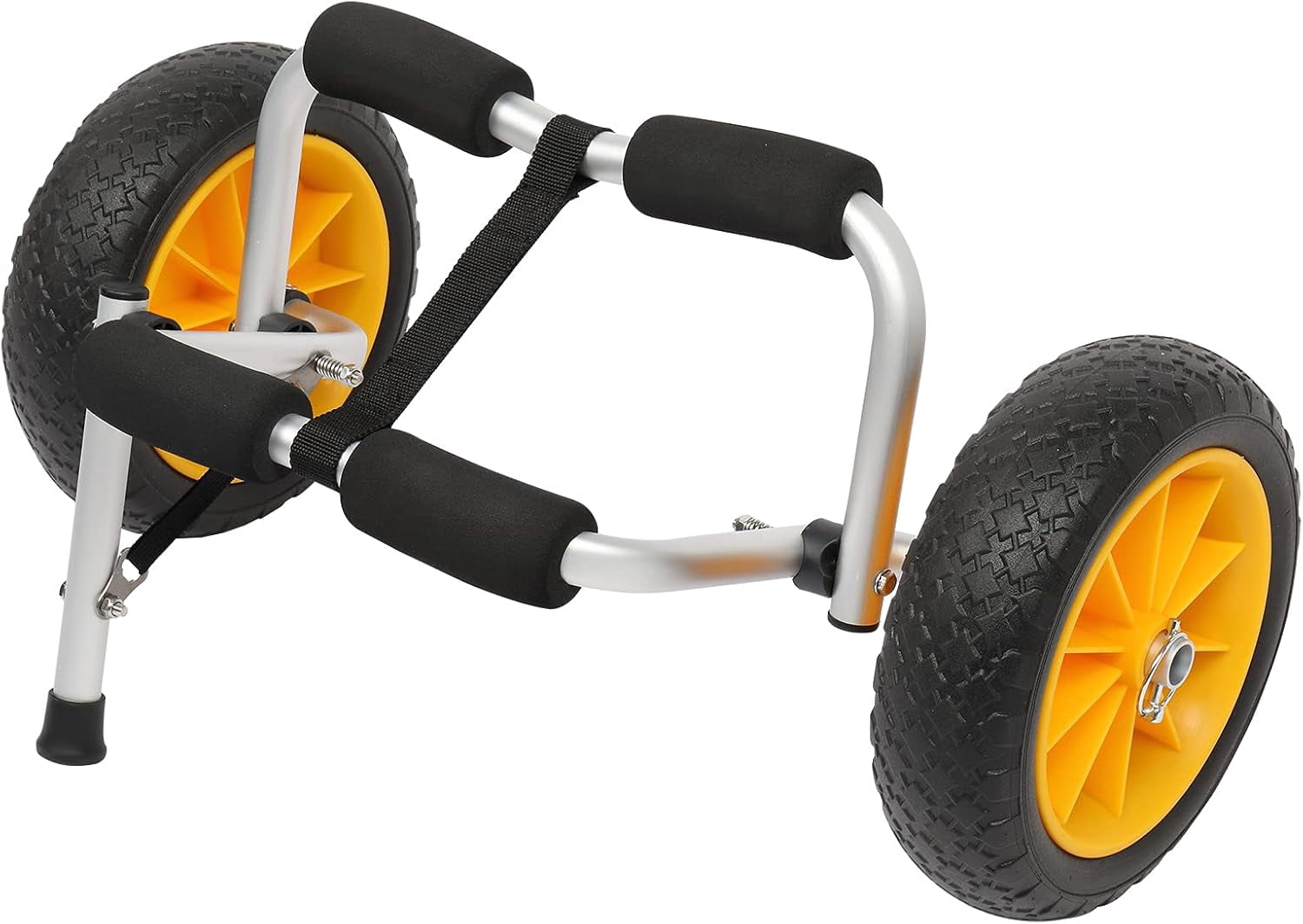 Foldable Kayak Cart, Lightweight Aluminum Alloy Frame, Universal Dolly Cart with 10'' Durable Solid Tires for Canoes, Paddle Boards, Boats, Strong 1.75" Thick Prongs