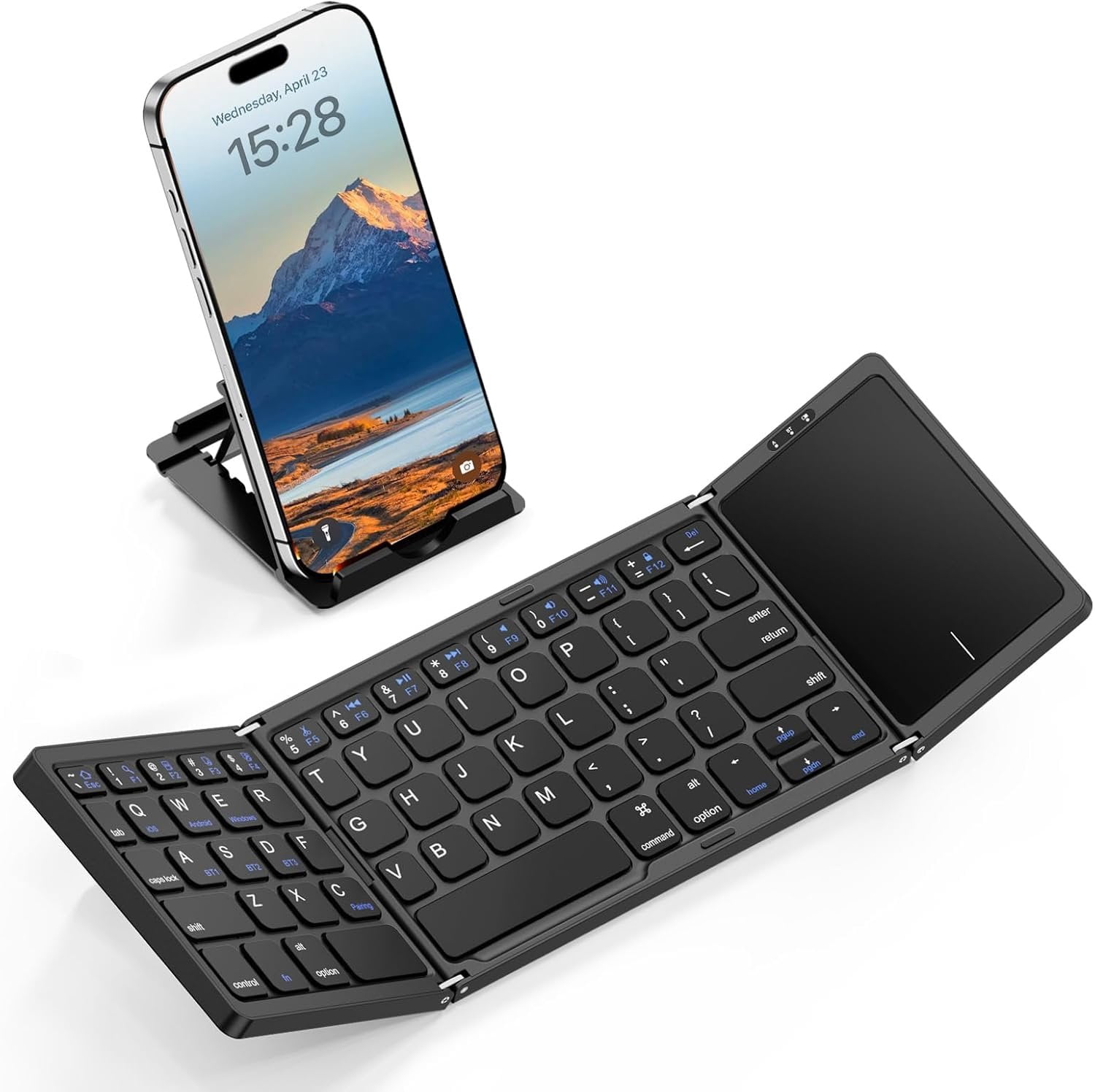 Foldable Keyboard with Touchpad, Folding Portable Keyboards with Stand ...