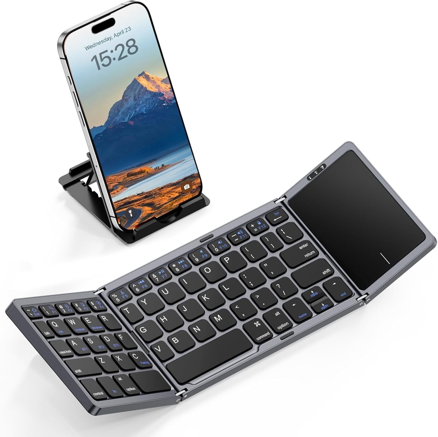 Foldable Keyboard with Touchpad, Folding Portable Keyboards with Stand ...