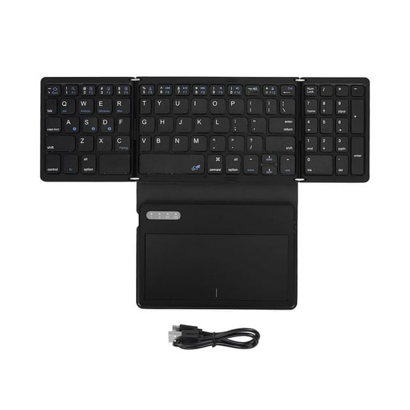 Foldable Keyboard with Large Touchpad and Numeric Keypad Auto Sleep for Tablets, Smartphones, Laptops