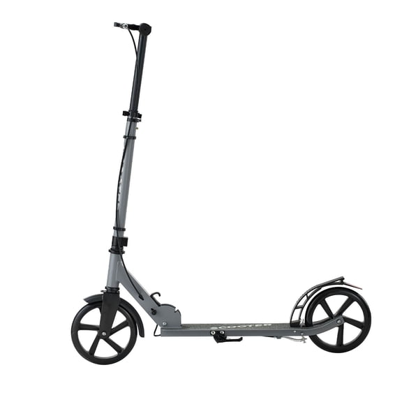 Foldable Kick Scooter for Kids Teens Adults, Adjustable Handlebar, Wide Anti-Slip Deck, Lightweight up to 220 lbs, Gray