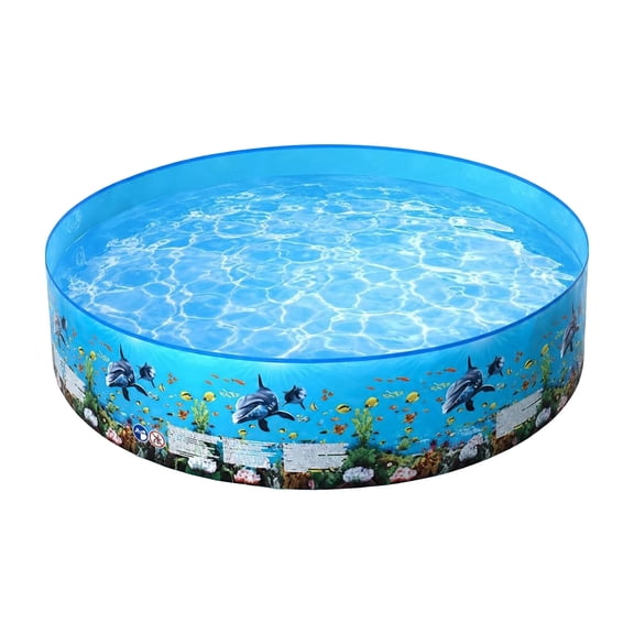 Foldable Kiddie Pool, Round Swimming Pool, Portable No Inflatable Outdoor Water Play Pool, Thick Heavy-Duty PVC, Space-Saving Fold Flat Design, Multi-Scenario Use for Backyard Garden Patio