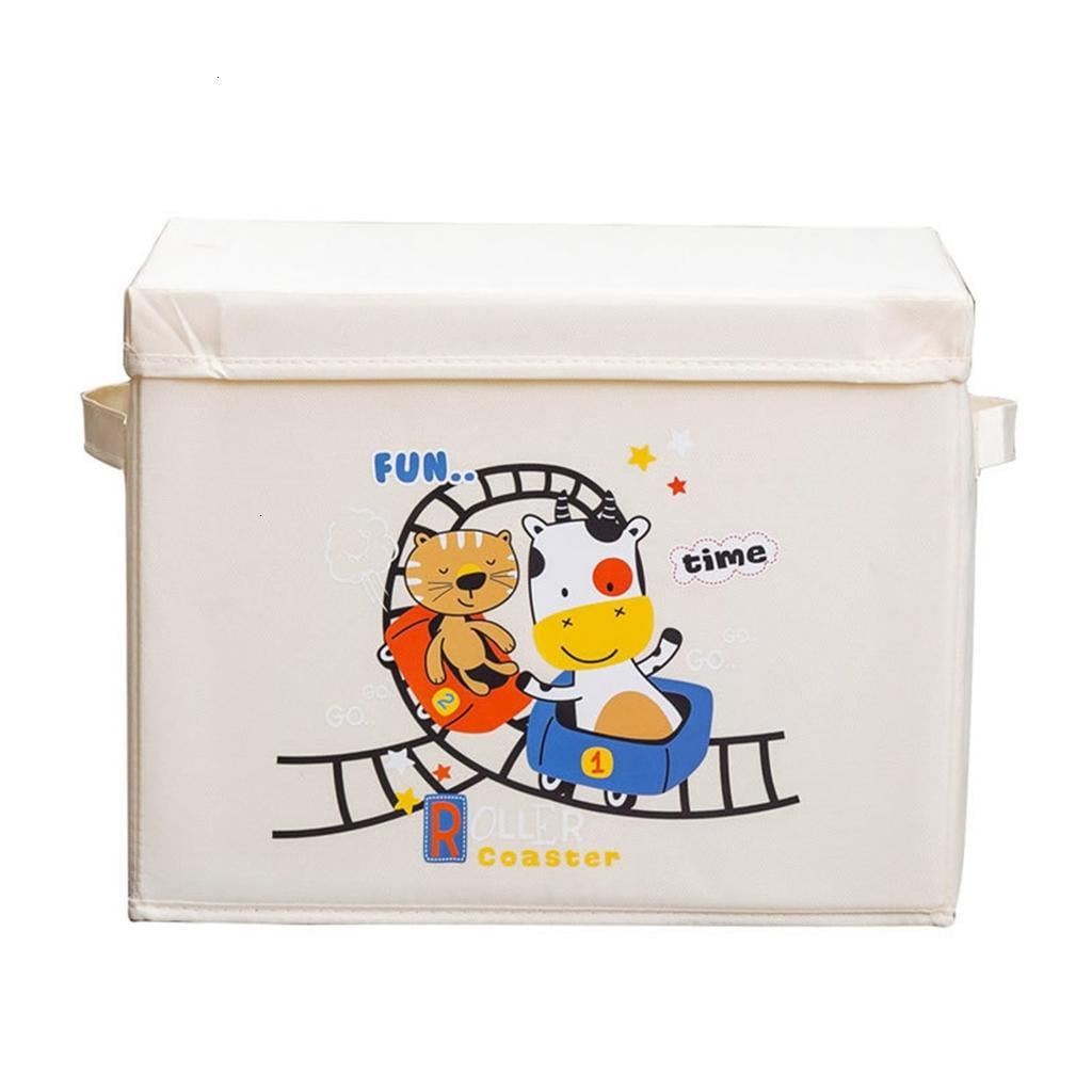 Foldable Kids Bedroom Storage Solution Foldable Toy Box With HandlesAn1ma1Themed Toy Organization Bins