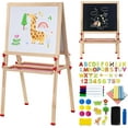 thumbnail image 1 of Foldable Kids Painting Easel Double Sided Chalkboard & Magnetic Whiteboard Wooden Art Easel Adjustable Height with Accessories Gift for Toddlers and Kids Ages 3-8, 1 of 7