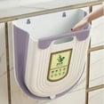 thumbnail image 1 of Foldable Kitchen Compost Bin | 10L Wall Mounted Hanging Garbage Can | Space Saving Purple Plastic Trash Container for Sink Cabinet | 1-Piece Small Waste Bin, 1 of 8