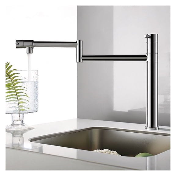 Foldable Kitchen Faucet Hot And Cold Sink Faucet Tap 360 Degree Chrome Kithchen Mixer Brass Material Deck Mounted ,Easy to Install