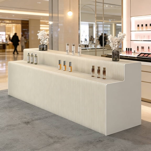 Foldable Kraft Paper Multi-Tier Retail Display Stand, 100KG Heavy Duty Honeycomb Display Rack, No Assembly Commercial Table for Trade Show Boutique Cosmetics Shoes Handbags