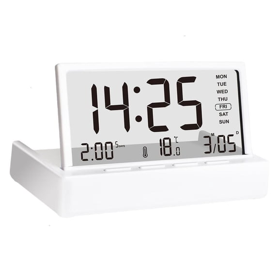 Foldable LCD Trasparent Digital Alarm Clock Temperature Date Display Snoozes
