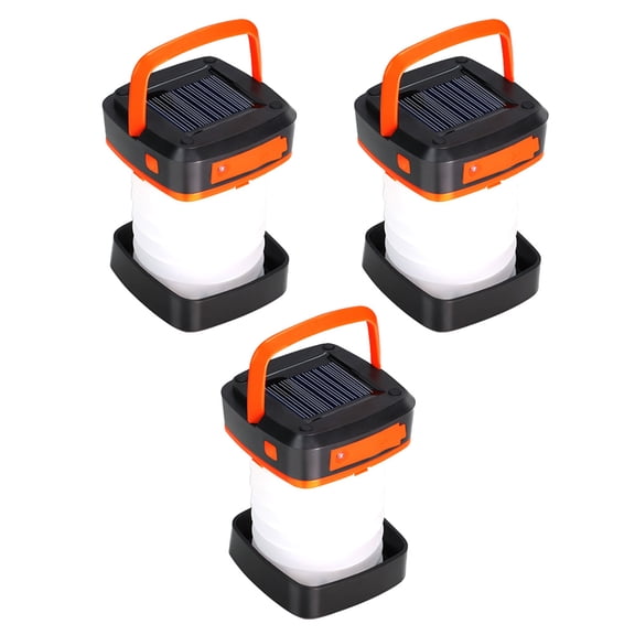 Foldable LED camping light with solar energy - rechargeable solar energy - USB portable light.-orange