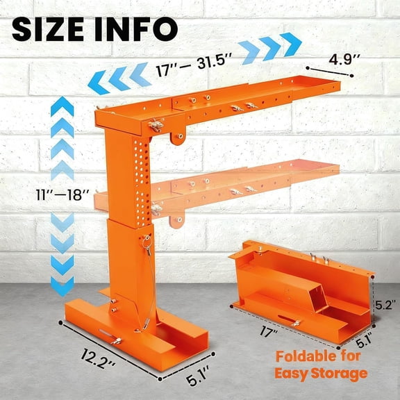 Foldable Ladder Leveler Pro+ - Adjustable 11-18" H & 17-31.5" L Platform for Stairs, 500LB Capacity, Fits <30" Foot Spacing-Orange