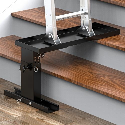 Foldable Ladder Leveler for Stairs, Adjustable 10.2"-16.45" H & 13.38"-19.3" Width Stair Ladder Platform, Ladder Extender for Stairs with Non-Slip Pads, Fits Extension, Straight & Telescopic Ladders