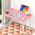thumbnail image 1 of Foldable Laptop Desk,Height Adjustable,with USB/Storage Drawer/Cup Holder/Tablet Stand/Book Shelf for Reading,Writing,Eating,Watching,Pink, 1 of 7