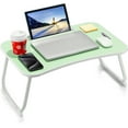 thumbnail image 1 of Foldable Lap Desk for Laptop, Portable Lap Table with Cup Holder, Tablet Slot & Lifting Handle for Working, Writing, Drawing & Eating - Green, 1 of 6