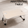 thumbnail image 1 of Foldable Laptop Bed Desk (Cream White) - Portable Table with Cup Holder, Tablet Slot for Work & Study, 1 of 9