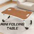 thumbnail image 1 of Foldable Laptop Bed Desk (Walnut) - Portable Table with Cup Holder, Tablet Slot for Work & Study, 1 of 9