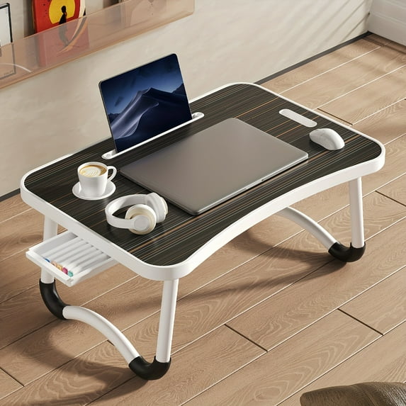 Foldable Laptop Bed Table | USB Ports & Storage Drawer | Adjustable ...