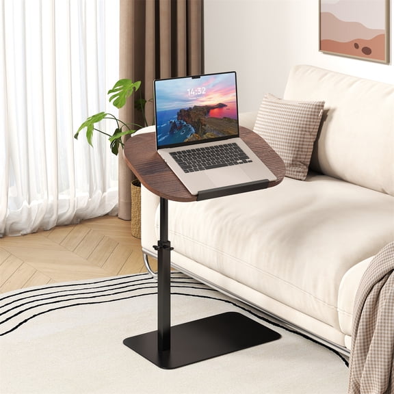 Foldable Laptop Desk, Adjustable Height & Tilt Tray Table - Sofa Side Table for Laptop, Notebook, Breakfast in Bed, Home Office, Walnut