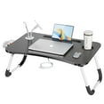 thumbnail image 1 of Foldable Laptop Desk for Bed, Bed Tray Table with 4 USB Ports, Cup Holder and Draw, Bed Standing Table for Working Reading Writing, Eating for Bed Sofa Couch Floor, with Mini Lamp & Fan, 1 of 6