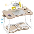 thumbnail image 1 of Foldable Laptop Desk,Height Adjustable,with USB/Storage Drawer/Cup Holder/Tablet Stand/Book Shelf for Reading,Writing,Eating,Watching,Glacier, 1 of 8