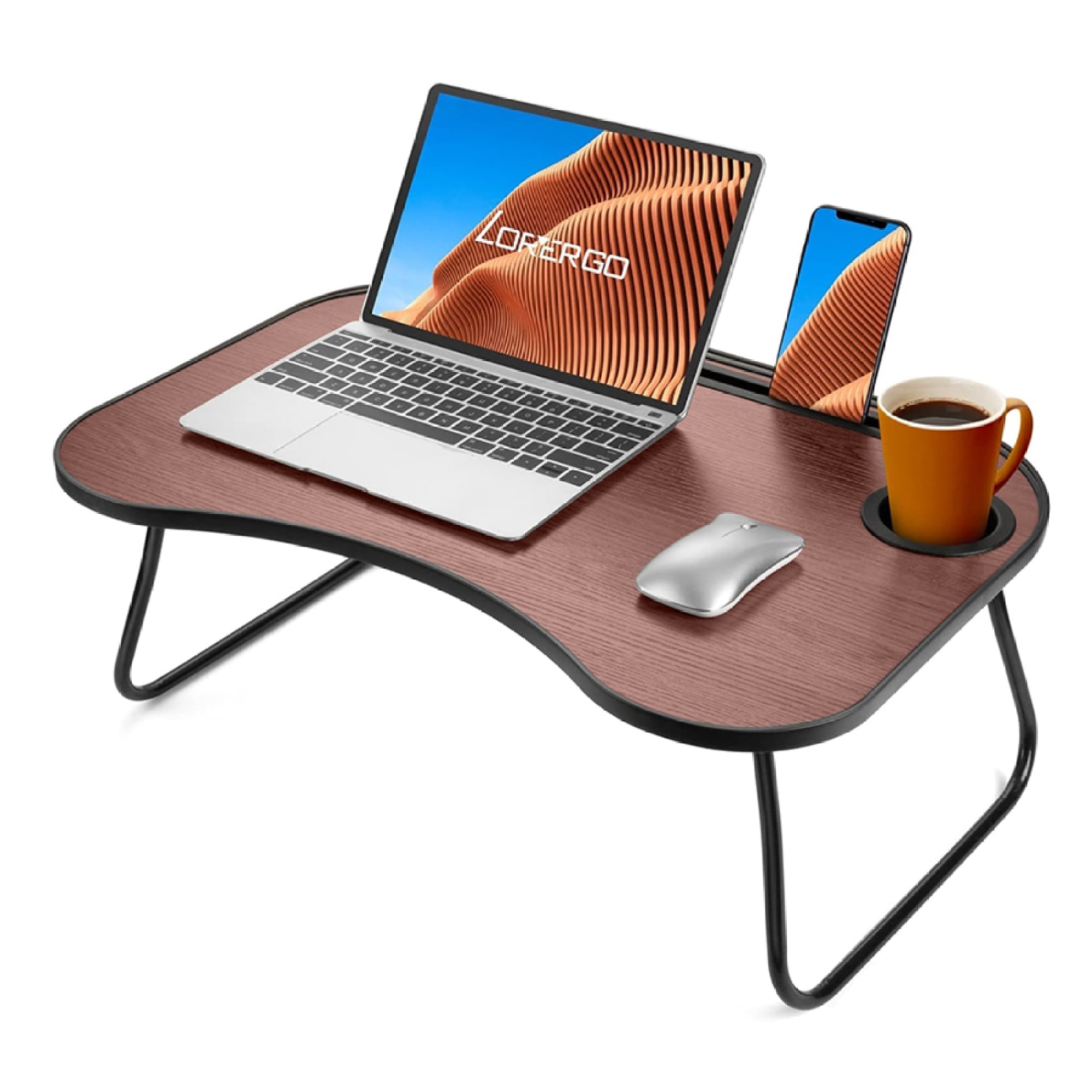 Foldable Laptop Desk Portable Tray Table Lap Desk Bed Stand Standing Table with Cup Holder and Slot for Reading Writing Eating