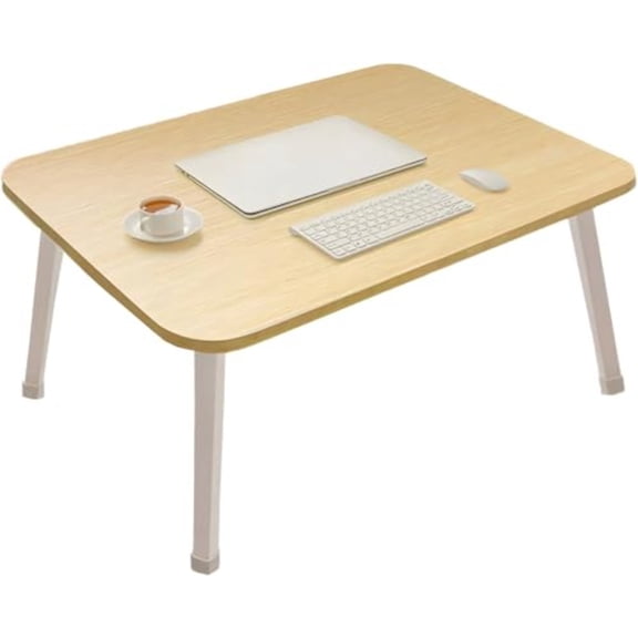 Foldable Laptop Desk for Bed, Bed Laptop Table, Foldable Portable Lap Bed Tray, 23.6 Inch Floor Table for Drawing, Reading and Writing, Oak