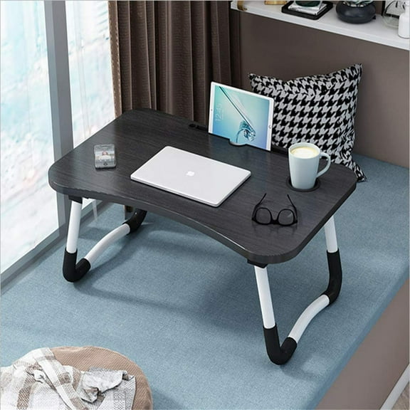 Foldable Laptop Lap Desk, Portable Computer Bed Table Tray with Phone Stand and Cup Holder for Sofa Couch Breakfast Dining