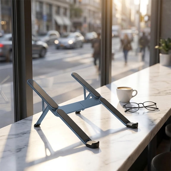 Foldable Laptop Stand, Aluminum Alloy Portable Computer Riser with Ergonomic Cooling Support for Desk, Home Office and Travel, Compatible with Notebooks and Tablets
