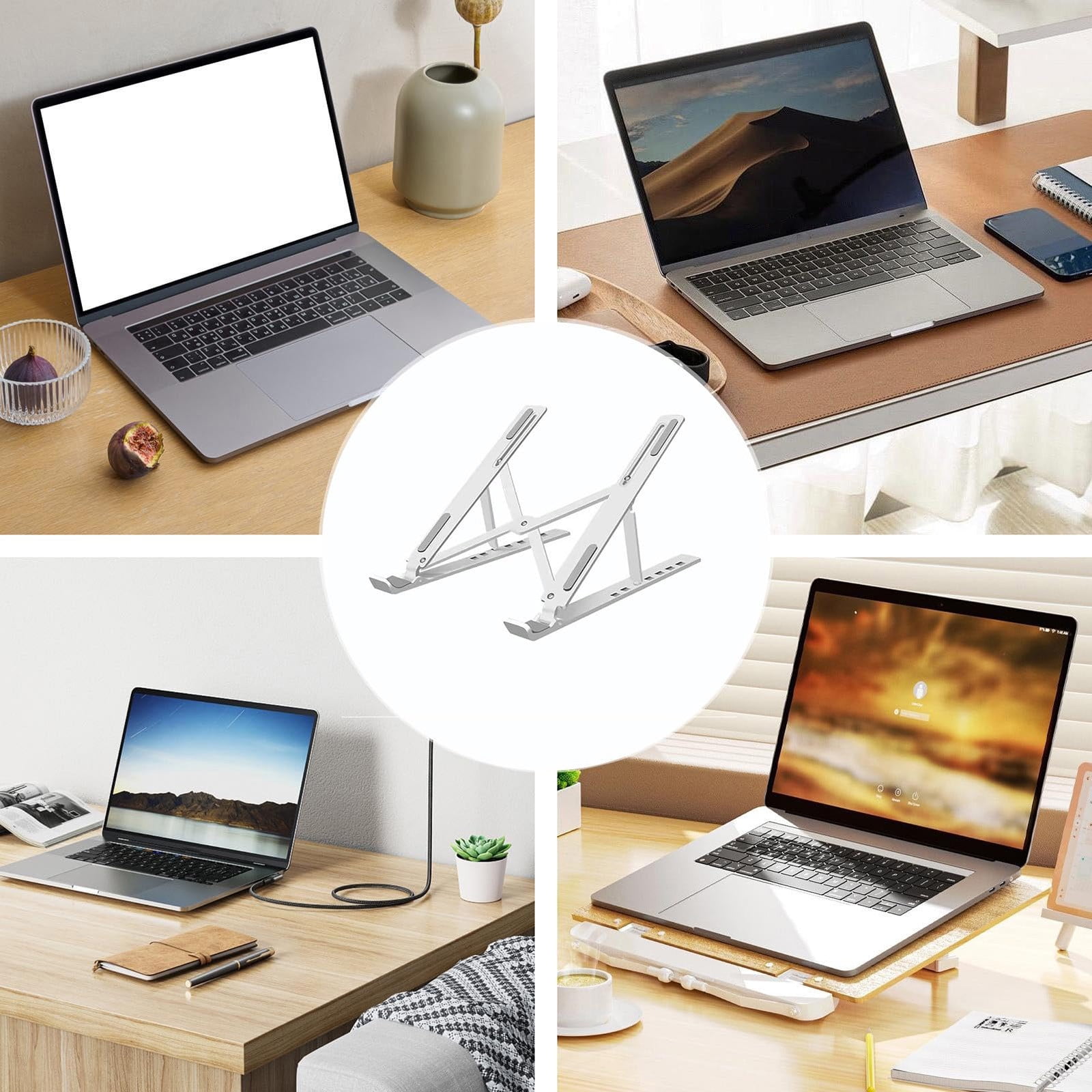Foldable Laptop Stand - Silicone Adjustable Riser Desktop | Folding ...