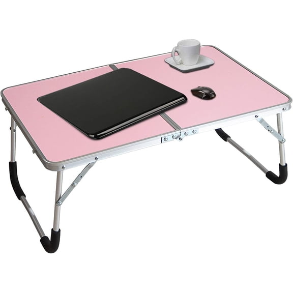 Foldable Laptop Table, Bed Desk, Breakfast Serving Bed Tray, Portable Mini Picnic Table & Ultra Lightweight, Folds in Half with Inner Storage Space ()