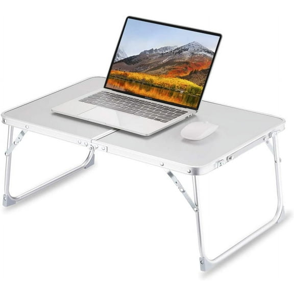 Foldable Laptop Table for Bed, Lap Desk Bed Desk, Breakfast Serving Bed Tray, Portable Mini Picnic Table Storage Space Laptop Desk Reading Holder(Gray)