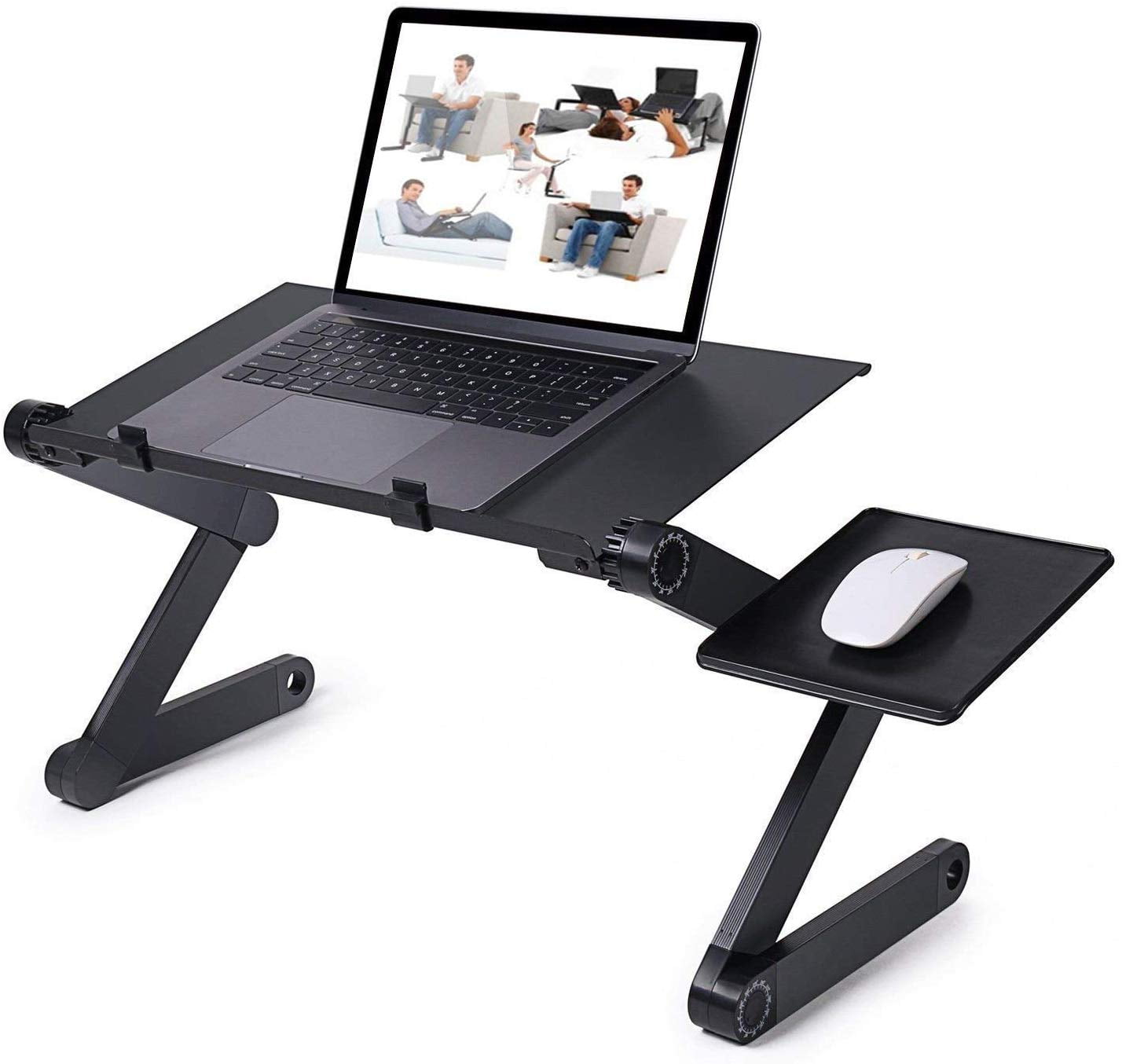 Foldable Laptop Table Stand ,360° Adjustable Portable Vented Lap Desk with Mouse Pad For Sofa Bed Black,Aluminum
