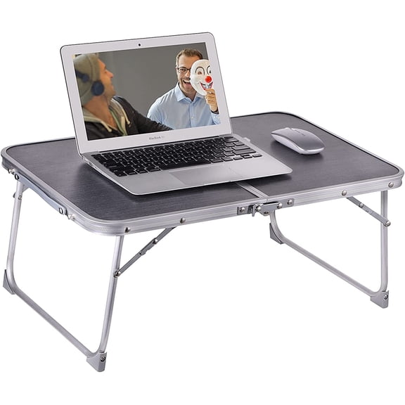 Foldable Laptop and Bed Table with Storage - Portable Mini Lap Desk for Legs, Ideal for Study, Reading, Picnic, Breakfast & Early Summer Camping