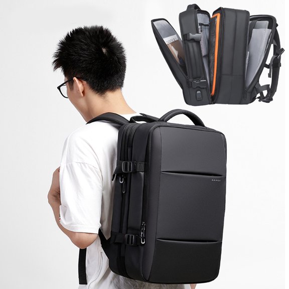 Foldable Large Capacity Business Backpack Men's Travel Bag Waterproof Backpack,Black